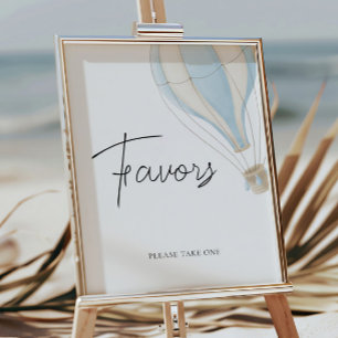 Blue Hot Air Balloon Baby Shower Favors Sign