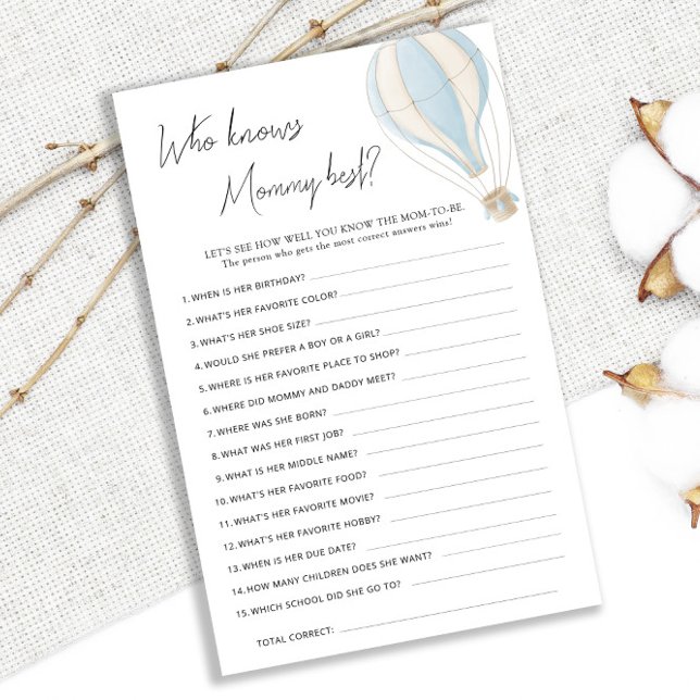Blue Hot Air Balloon Baby Shower Knows Mommy Best (Creator Uploaded)