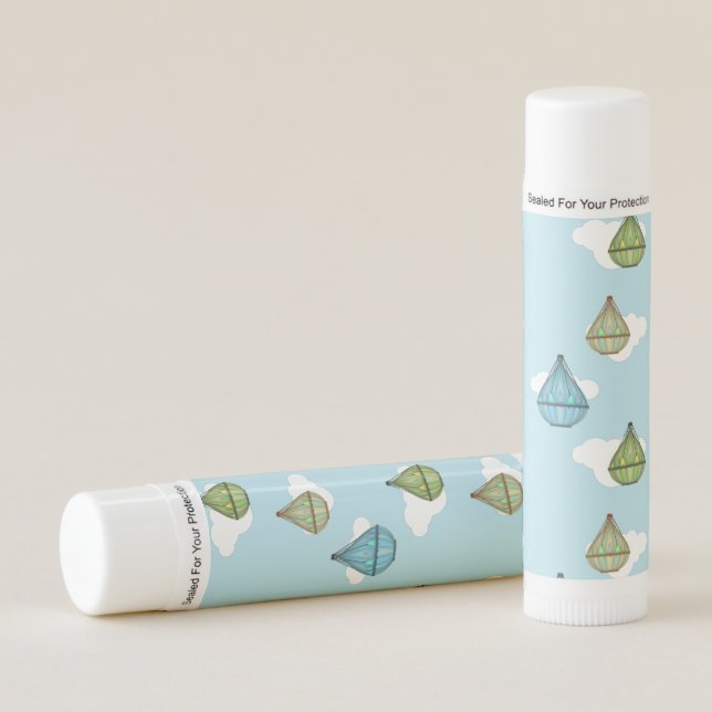 Blue Hot Air Balloon Baby Shower Lip Balm (Front)