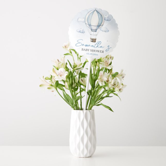 Blue Hot Air Balloon Baby Shower Medium Balloon (Vase)
