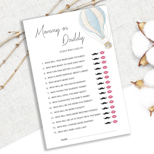 Blue Hot Air Balloon Baby Shower Mommy or Daddy (Creator Uploaded)