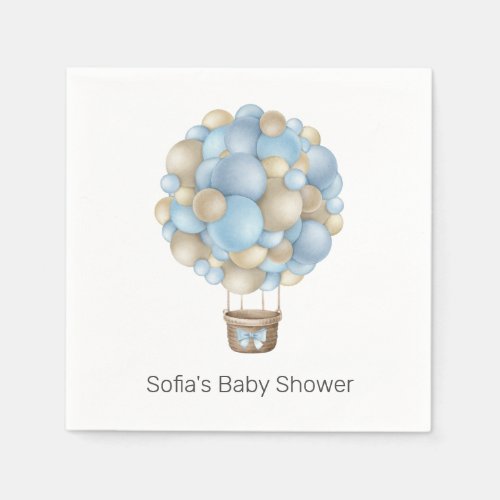 Blue Hot Air Balloon Baby Shower Napkins