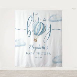 Blue Hot Air Balloon Baby Shower Photo Backdrop