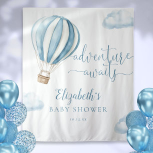 Blue Hot Air Balloon Baby Shower Photo Backdrop