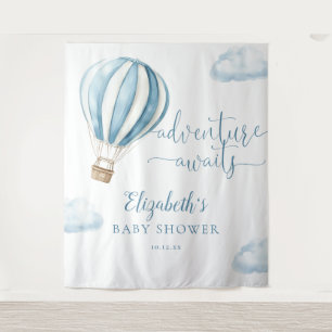 Blue Hot Air Balloon Baby Shower Photo Backdrop