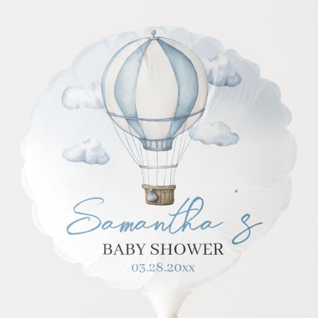 Blue Hot Air Balloon Baby Shower Small Balloon (Front)
