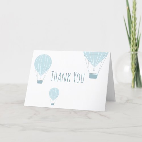 Blue Hot Air Balloon  Baby Shower Thank You Card