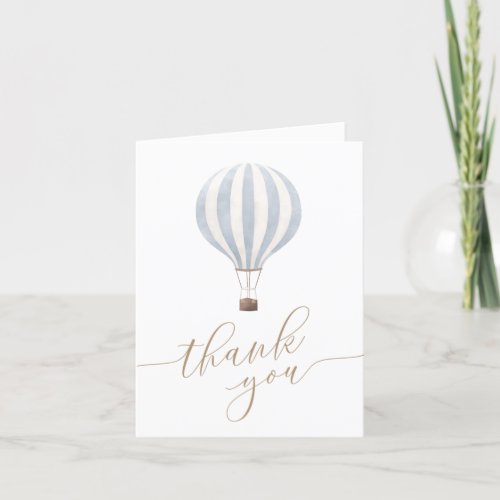 Blue Hot Air Balloon Baby Shower Thank You Card