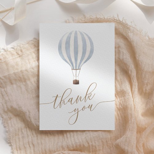 Blue Hot Air Balloon Baby Shower Thank You Card