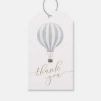 Blue Hot Air Balloon Baby Shower Thank You Gift Tags