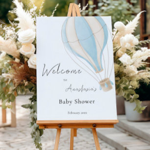 Blue Hot Air Balloon Baby Shower Welcome Foam Board