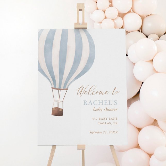 Blue Hot Air Balloon Baby Shower Welcome Sign (Creator Uploaded)