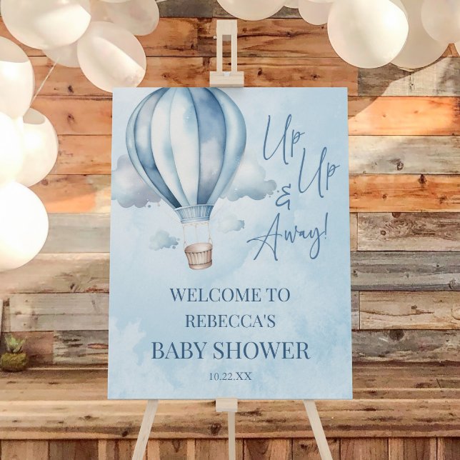 Blue Hot Air Balloon Baby Shower Welcome Sign (Creator Uploaded)