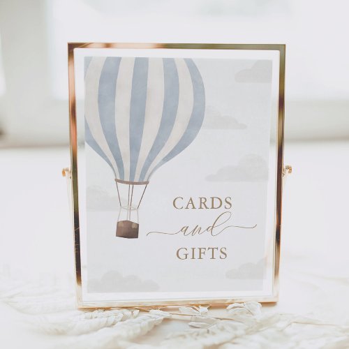 Blue Hot Air Balloon Birthday Cards and Gifts Sign