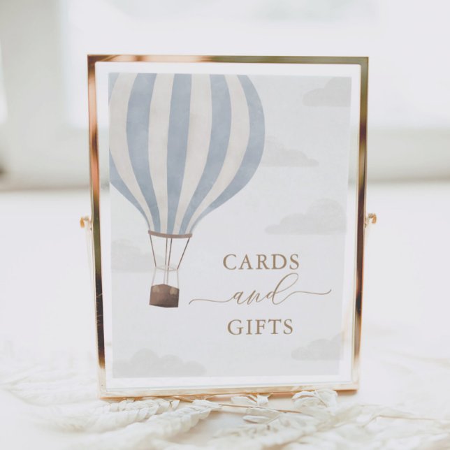 Blue Hot Air Balloon Birthday Cards and Gifts Sign (Creator Uploaded)