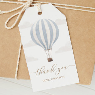 Blue Hot Air Balloon Birthday Gift Tags
