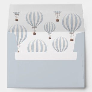 Blue Hot Air Balloon Birthday Party Envelope