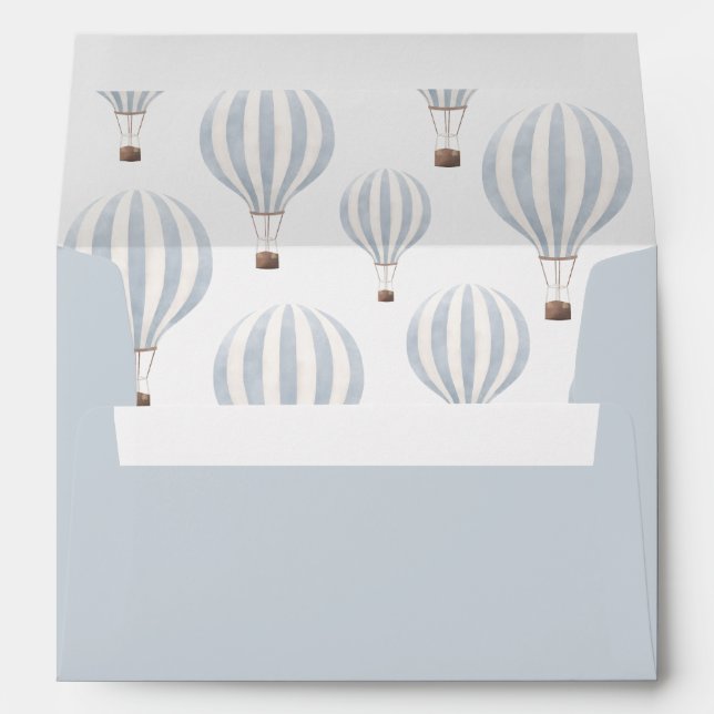 Blue Hot Air Balloon Birthday Party Envelope (Back (Bottom))