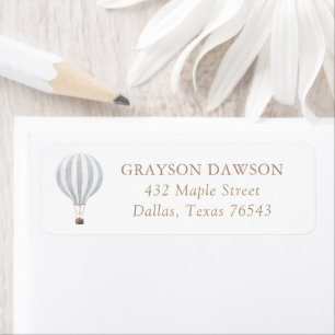 Blue Hot Air Balloon Birthday Return Address Label