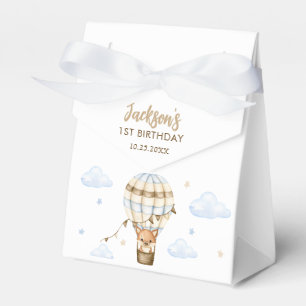 Blue Hot Air Balloon Boy 1st Birthday Favor Boxes