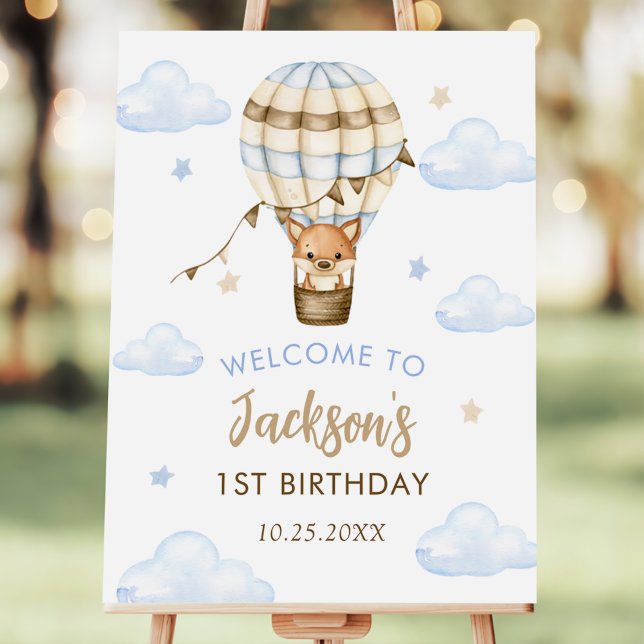 Blue Hot Air Balloon Boy 1st Birthday Foam Board (Creator Uploaded)