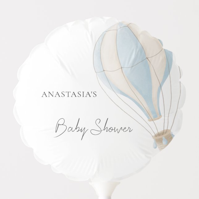 Blue Hot Air Balloon Boy Baby Shower (Front)