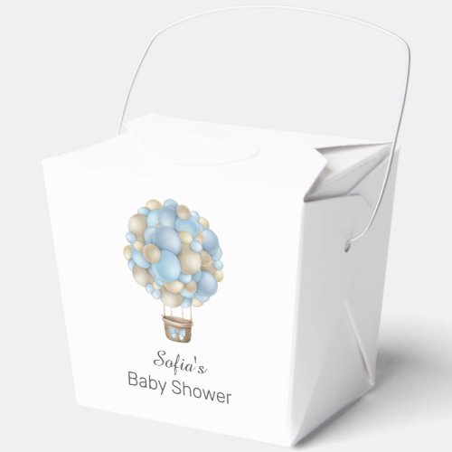 Blue Hot Air Balloon Boy Baby Shower Favor Boxes