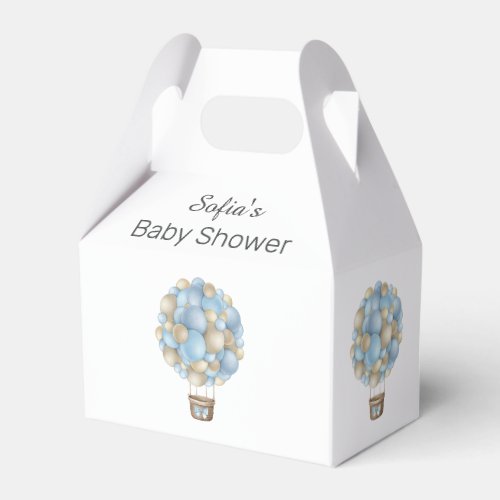 Blue Hot Air Balloon Boy Baby Shower Favor Boxes