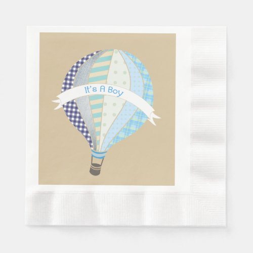 Blue Hot Air Balloon Boy Baby Shower Napkins