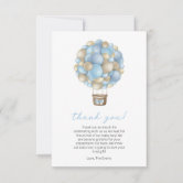 Dusty Blue Elegant Bow Boy Baby Shower Thank You Card