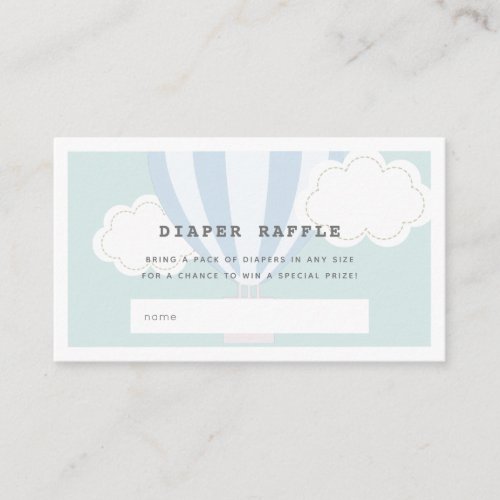 Blue Hot Air Balloon Diaper Raffle Ticket Enclosure Card