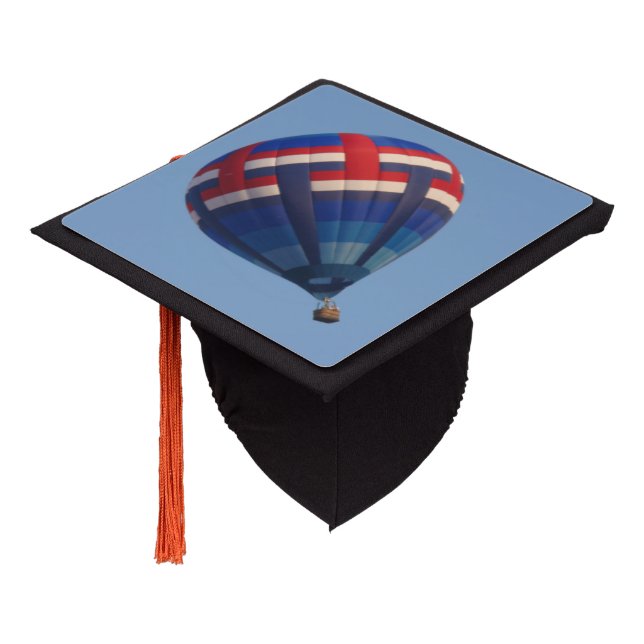 Blue Hot Air Balloon Graduation Cap Topper (Angled)