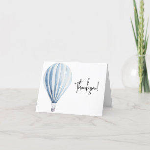 Blue hot air balloon letterpress thank you card