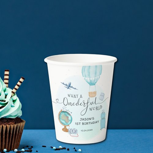 Blue Hot Air Balloon ONEderful Boys 1st Birthday Paper Cups