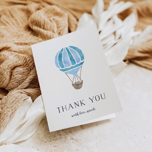 Blue Hot Air Balloon Personalized Thank You Card