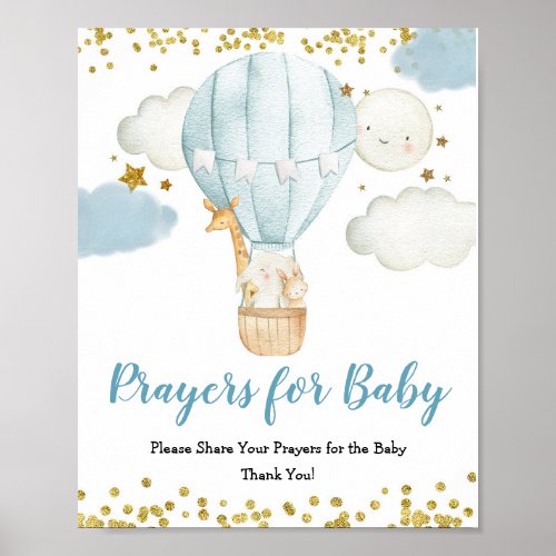 Blue Hot air Balloon Prayers for Baby Sign