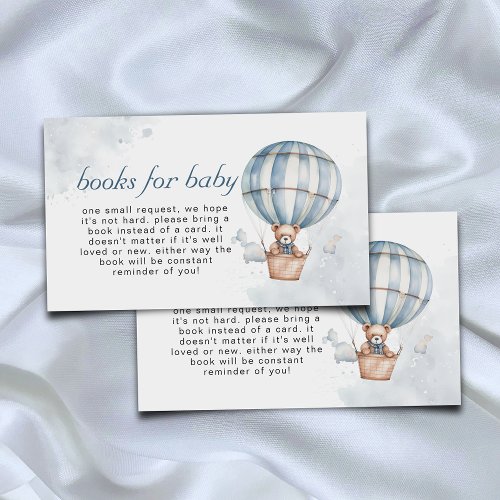 Blue Hot Air Balloon Teddy Bear Books for Baby Enclosure Card