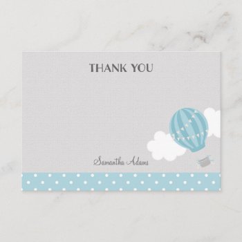 Blue Hot Air Balloon Thank You Card by melanileestyle at Zazzle