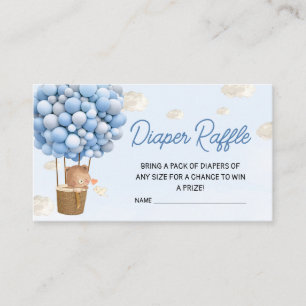 Blue Hot Air Balloon Up and Away Diaper Raffle Enclosure Card