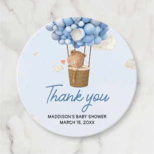 Blue Hot Air Balloon Up and Away Favor Tags