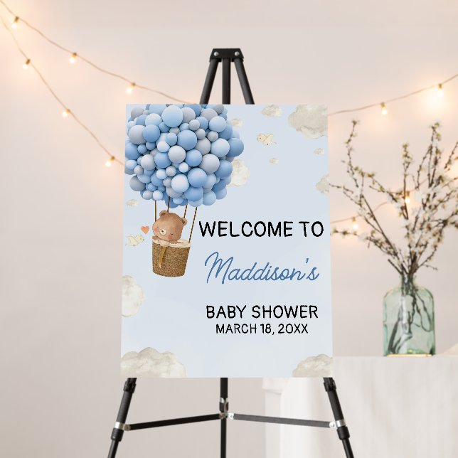 Blue Hot Air Balloon Up and Away Welcome Sign (In Situ (Stand))