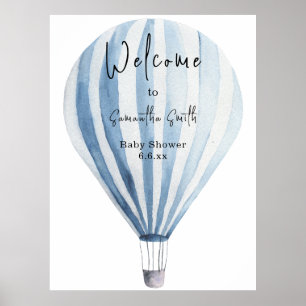 Blue hot air balloon Welcome Poster