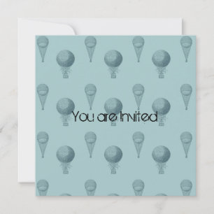 Blue Hot Air Balloons Baby Shower Invitation