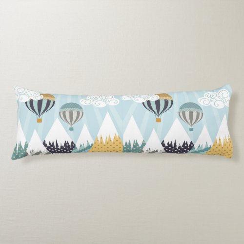 Blue Hot Air Balloons Body Pillow