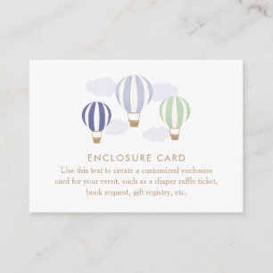 Blue Hot Air Balloons Boy Baby Shower Enclosure Card