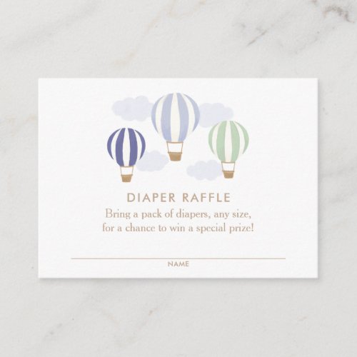 Blue Hot Air Balloons Diaper Raffle Ticket Enclosure Card