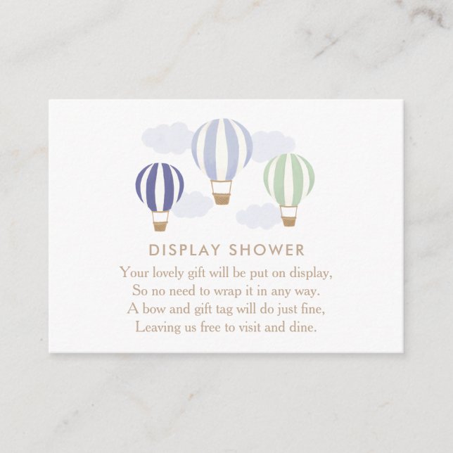 Blue Hot Air Balloons Display Shower Enclosure Car Card (Front)