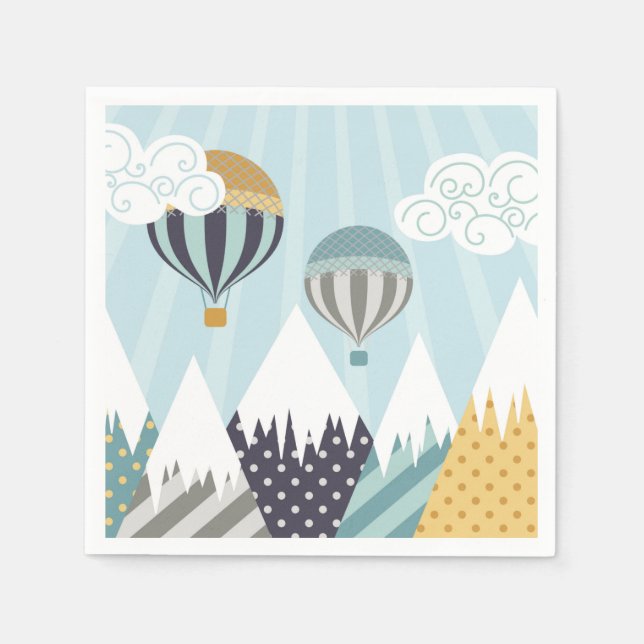 Blue Hot Air Balloons Napkins (Front)