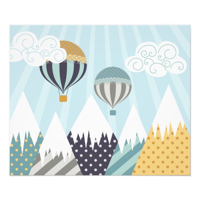 Blue Hot Air Balloons Photo Print (Front)