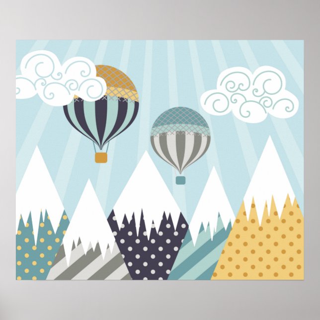 Blue Hot Air Balloons Poster (Front)